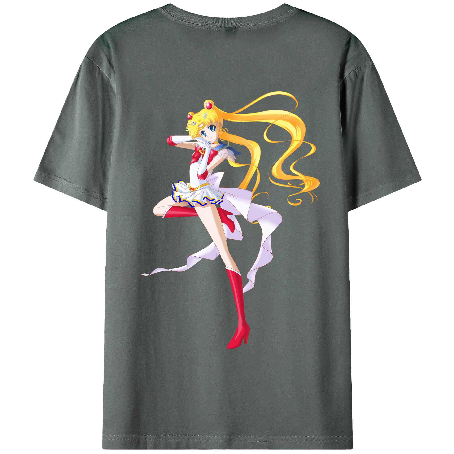 （画像用） 美少女戦士セーラームーン 月野 うさぎ つきの うさぎ Sailor Moon Tsukino Usagi 綿100％ メンズ半袖Tシャツ（バックプリント） 通気性